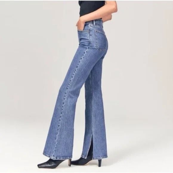 Abercrombie and Fitch Womens Blue Denim High-Rise Vintage Flare Jeans Slit Hem S - Picture 9 of 9